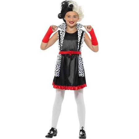 101 Dalmatiers Kostuum | Kleine Slechte Cruella De Vil | Meisje | Medium | Carnaval kostuum | Verkleedkleding